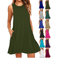 thumbnail image 1 of Xdegoge Chic Womens Summer Cotton Sundress Sleeveless Crew Neck Relaxed Fit Flowy Tank Dress Detail with Hidden Pockets And Delicate Lace Trim for Weekend Party Guest, 1 of 5