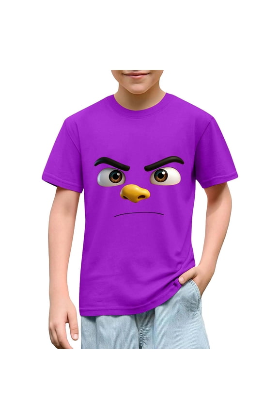 Children Boys Funny Graphic T Shirts Cute Angry Grumpy Face Character Expression Print Short Sleeve Crew Neck Durable Comfy Casual Playwear School Vacation Novelty Pullover Tops