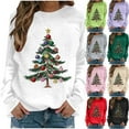 thumbnail image 1 of Xdegoge Christian Shirts for Women Cute Christmas Tree Graphic Sweatshirt Long Sleeve Crewneck Tops Fashion Funny Oversized Trendy Sweaters Y2K Pullover Casual Warm Winter Tshirts, Army Green Xl, 1 of 5