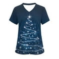 thumbnail image 1 of Xdegoge Christmas Scrubs for Women V Neck Short Sleeve Nurse Shirt Uniform Xmas Tree Graphic Funny Holiday Party Tops Workwear Soft Stretch Nursing Shirts, 1 of 5