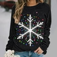 thumbnail image 1 of Xdegoge Christmas Sweatshirt for Women Long Sleeve Snowflake Printed Pullover Tops Crewneck Drop Shoulder Funny Shirts 2025 Winter Festiva Casual T-Shirts Family Party Fashion Blouse, 1 of 6