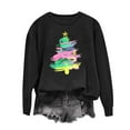 thumbnail image 1 of Xdegoge Christmas Sweatshirts for Women Crewneck Long Sleeve Tops Xmas Tree Graphic Shirts Loose Fit Christmas Tshirts Shirts for Women Graphic Plus Size Christmas T Shirts for Women, Black 2XL, 1 of 6