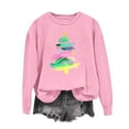 thumbnail image 1 of Xdegoge Christmas Sweatshirts for Women Crewneck Long Sleeve Tops Xmas Tree Graphic Shirts Loose Fit Holiday Blouses for Women Dressy Christmas Snowman Shirt Women Christmas, Pink S, 1 of 6
