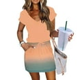 thumbnail image 1 of Xdegoge Clearance Clothes Under $5.00 Summer Dresses for Women 2025, Casual Short Sleeve V Neck Sun Dresses Tunic Drawstring Beach Vacation Midi Dresses with Pockets My Orders At Walmart Flash, 1 of 6