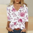 thumbnail image 1 of Xdegoge Clearance Clothes Under $ 5.00 Womens 3/4 Sleeve T Shirts Trendy V Neck T Shirts Floral Summer Tunic Ladies Tops Elegant Dressy Casual Blouses Fashion Vacation Tee Shirts Ropa Mujer, 1 of 4