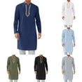 thumbnail image 1 of Xdegoge Mens Kaftan Thobe Button Down Stand Collar Fashion Shirt Embroidered Men's Long Kurta Cotton Indian Dress Shirts with Pockets Ropa Para Hombre En oferta Ropa Hombre, 1 of 7