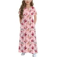 thumbnail image 1 of Xdegoge Clothing Clearance Toddler Girls Dresses 5T Party Maxi Dress Print Casual Holiday Long Dresses with Pockets Short Sleeve Ruffled A-Line Flower Dress for Wedding Summer Guest formal Dress, 1 of 3
