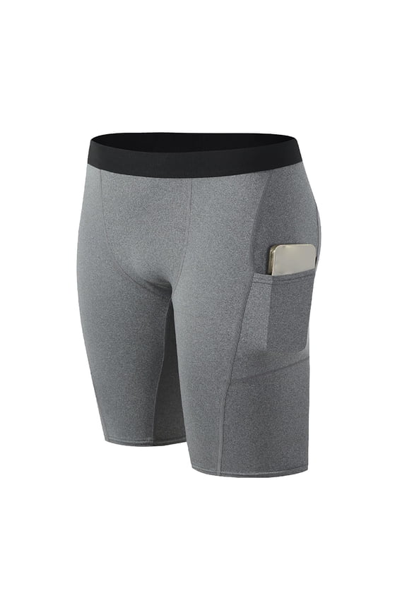 Compression Shorts for Men Athletic Base Layer Underwear with Side Pockets Elastic Waist Quick Dry Workout Activewear for Running Gym Training Cycling