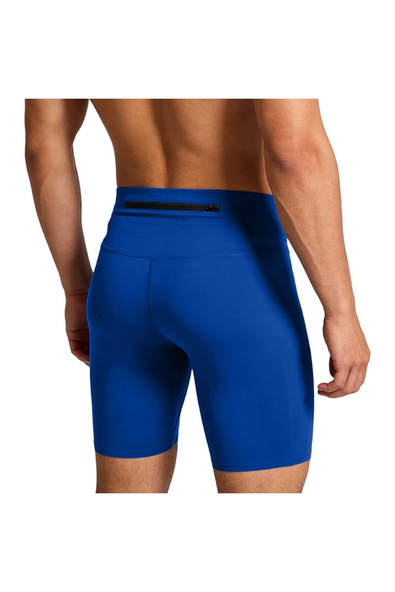Compression Shorts for Men Athletic Workout Base Layer Underwear with Back Zipper Pocket Quick Dry Activewear for Gym Running Training Biker Half Tights