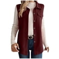 thumbnail image 1 of Xdegoge Corduroy Vest Women Lapel Button Down Tunic Vests Tops Solid Color Casual Sleeveless Jackets Loose Winter Trendy Jacket 2025, 1 of 8