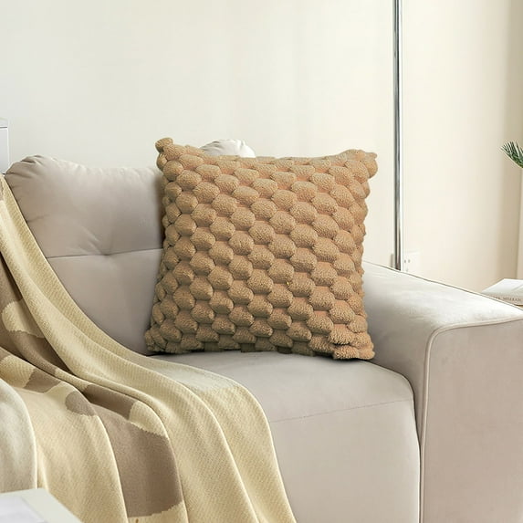 Xdegoge Cotton Decorative Pillowcase Cushion Cover for Sofa,Weaving Snowflake Velvet Solid Color Pillow, Colorful Throw Pillows Sofa Bed office Couch Rainbow