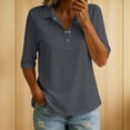 thumbnail image 1 of Xdegoge Cotton Linen Tops for Women Short Sleeve Collared Button Down Casual Golf Work Shirts Summer Lightweight Relaxed Fit Basic Athletic Tees, 1 of 8