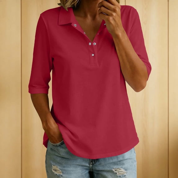 Xdegoge Cotton Linen Tops for Women Short Sleeve Collared Button Down Casual Golf Work Shirts Summer Lightweight Relaxed Fit Basic Athletic Tees