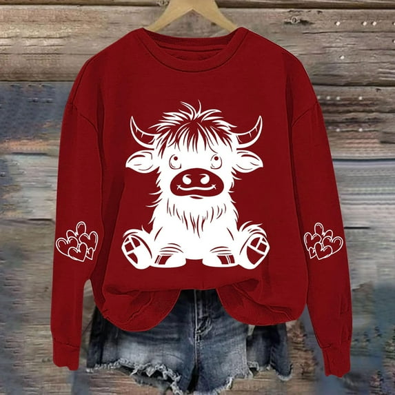 Maqroz Crew Neck Sweatshirts Women Oversized Crewneck Pullover Sweaters Trendy Long Sleeve Pullover Sweatshirt Clothes Camisas Para Mujer Red M