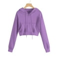 thumbnail image 1 of Xdegoge Cropped Hoodies for Women Casual Long Sleeve Drawstring Hooded Sweatshirts with Pocket Outdoor Athletic Loose Plain Tops Fall Winter Pullover Y2K Tops 2025, 1 of 9