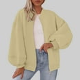 thumbnail image 1 of Xdegoge Cropped Jacket for Women Full Zip Baggy Puff Sleeve Dropped Shoulder Bomber Jackets Solid Color Lounge Fashion Outerwear with Pockets Fall Winter Cozy Outfits 2025, 1 of 6