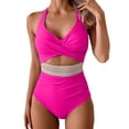 thumbnail image 1 of Xdegoge Cut out One Piece Swimsuit Women Wrap V-Neck Criss Cross Back Bathing Suits Elastic Woven Waist Tummy Control Summer Vacation Beachwear outfits, 1 of 2