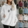 thumbnail image 1 of Xdegoge Fleece Pullover Women Graohic Sweatshirts Fuzzy Long Sleeve Warm Sherpa Hoodies Drawstring Hooded Teddy Bear Sweaters Winter Fashion Clohes, 1 of 5