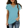 thumbnail image 1 of Xdegoge Same Day Delivery Womens T Shirts Short Sleeve V Neck Tops Summer Fashion Tunic Shirts Loose Dressy Casual Blouses Y2K Plus Size Tees BlUSAs De Mujer En Oferta Returns and Refunds, 1 of 6