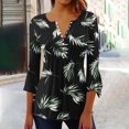 thumbnail image 1 of Xdegoge Of The Day Three Quarter Sleeve Tops Woman Floral Button Down V Neck T Shirts Loose Fit Trendy Summer Tops 2025 Dressy Casual Blouses Soft Comfy Basic Tees Purchases / History, 1 of 5