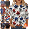 thumbnail image 1 of Xdegoge of The Week Womens 4th of July Shirt Crewneck Womens 3/4 Sleeve Blouse USA Shirt Oversized Graphic Tees Plus Size Graphic Tees 80S Plus Size Outfits Camisetas Sin Mangas Para Mujer, 1 of 5