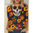 thumbnail image 1 of Xdegoge Dia De Los Muertos Shirt Women Day of The Dead Shirts Mexico Skeleton 3/4 Sleeve Tops Plus Size Mexican Skull Tequila T Shirt Vintage Holiday Party Blouses Tequila Costume Crew Neck Tshirts, 1 of 6