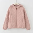 thumbnail image 1 of Xdegoge Diamond Quilted Jackets for Women Full Zip Raglan Stand Collar Hooded Down Jacket Plus Size Plain Casual Puffer Coats with Pocket 2025 Winter Warm Coat, 1 of 3