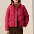 thumbnail image 1 of Xdegoge Down Jacket Women with Hood Zip Up Thick Winter Coats Quilted Duster Jacket Stand Collar Warm Puffer Jackets Padded Parka Coats with Pockets, 1 of 6
