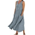 thumbnail image 1 of Xdegoge Dress Shirt for Women Crew Neck Navy Blue Casual Dress Loose Navy Blue Plus Size Dress Aline Wedding Guest Dress Boho Dress Wedding Guest Dress Blue Going Out Outfit, 1 of 6