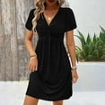 thumbnail image 1 of Xdegoge Dresses for Women Casual A-Line Flowy Short Flutter Sleeve V-Neck Mini Dresses Front Twist Ruched Solid Color Sun Dress Summer Holiday Outfits, 1 of 9