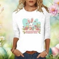 thumbnail image 1 of Xdegoge Easter T-Shirt for Women Repeat Sketch Bunny Rabbit Pattern Three Quarter Sleeve Crewneck Spring Holiday Festival Sweet Graphic Soft Holiday Tops, 1 of 5
