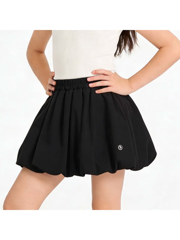 Elastic Waist Skirt for Kids Girls Mini Bubble Solid Tween Summer Skirts Puff Flowy Flattering Party Dance Casual for Teen
