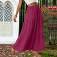 thumbnail image 1 of Xdegoge Elastic Waist Skirt for Women Maxi Tiered Solid Summer Skirts Flowy Casual Daily Vacation, 1 of 7