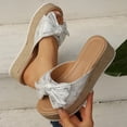 thumbnail image 1 of Xdegoge Espadrille Platform Sandals for Women Wedge Slides Slip On Peep Toe Cute Knotted Bowknot Decor Jute Sole Casual Summer Vacation Walking Footwear, 1 of 9