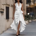 thumbnail image 1 of Xdegoge Evening Dresses for Women A-Line Fit Halter Neck Formal Dress Sleeveless Wedding Guest Dress Wrap Tie Waist Satin Asymmetrical Cocktail Party, 1 of 8
