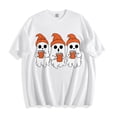 thumbnail image 1 of Xdegoge Fall Graphic T-Shirts for Women Funny Coffee Ghost Print Top Casual Short Sleeve Crewneck Tee Comfortable Lightweight Pullover for Halloween Autumn Season Lounge, 1 of 7