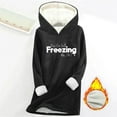 thumbnail image 1 of Xdegoge Fall Sweatshirts for Women Long Sleeve Hooded Sweatshirt Fashionable Letter Print Top Oversize Knee Length Pullover Casual Loose Fitting Shirt, 1 of 3