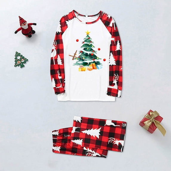 Xdegoge Family Christmas Matching Pajamas Sets Xmas festival Santa Print Sleepwear Patchwork Long Sleeve Cozy Pullover Tops Funny Plaid Pants 2025 Holiday Pjs Family Costumes