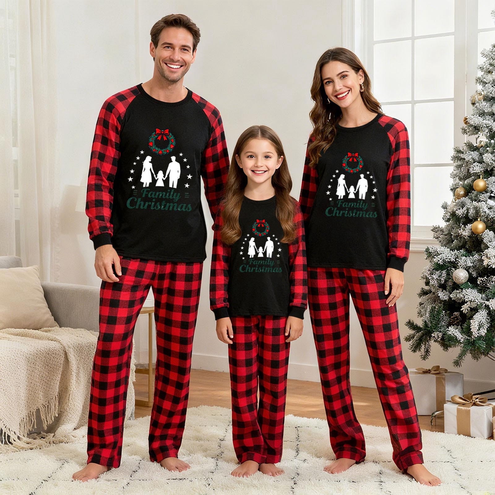 Xdegoge Family Matching Christmas Pajamas 2 Piece Sets Raglan Long ...