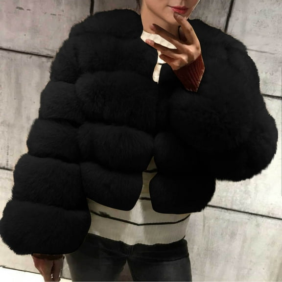 Xdegoge Faux Fur Coat for Women Fashion Winter Fluffy Jacket Casual Warm Shaggy Coats Fleece Fuzzy Jackets Casual Furry Cropped Cardigan Sweater Zip Up Winter Fuzzy Teddy Jacket Plus Size Black XXXL
