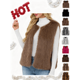 thumbnail image 1 of Xdegoge Faux Fur Vest for Women Casual Oversize Short Sleeveless Coat Stylish Color Cropped Jackets Keep Warm Fluffy Coats Fall Winter Thermal Outerwear, 1 of 7