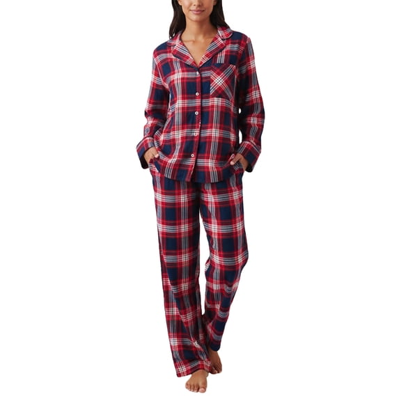 Xdegoge Flannel Pajamas for Women Set Plaid Long Sleeve Button Down Shirts Wide Leg Pants Lounge Sets Loose Fit Casual Trendy Sleepwear Cozy Fall Winter Pjs Outfits