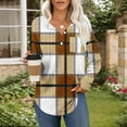 thumbnail image 1 of Xdegoge Flannel Shirts for Women Plaid V Neck Quarter Button Pullover Tops Tunic Long Sleeve Tshirts Y2K Clothes Trendy Plus Size Dressy Casual Shackets with Pocket Streetwear, 1 of 7