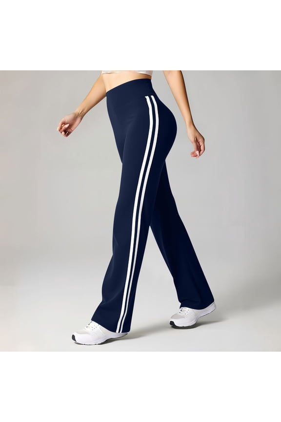 Flare Leggings for Women High Waisted Yoga Pants with Side Stripes Tummy Control Athletic Workout Bootcut Trousers Spandex Stretch Flattering for Gym Activewear