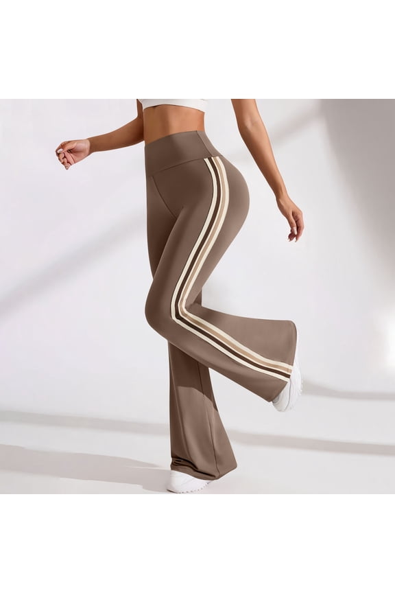 Flare Yoga Pants for Women Bootcut Leg Activewear High Waisted Tummy Control with Side Stripes 4-Way Stretch Spandex Workout Gym Track