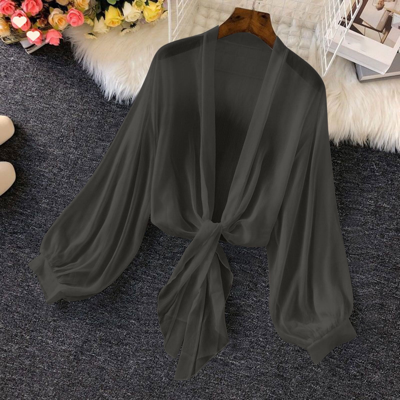 Women's Floral Kimono Beach Cover Up - Chiffon Boho Cardigan For Bathing Suits & Summer