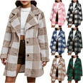 thumbnail image 1 of Xdegoge Fleece Jacket Women Plaid Flannel Button Down Fuzzy Winter Coats Warm Loose Fit Long Sleeve Sherpa Jackets Outerwear, 1 of 8