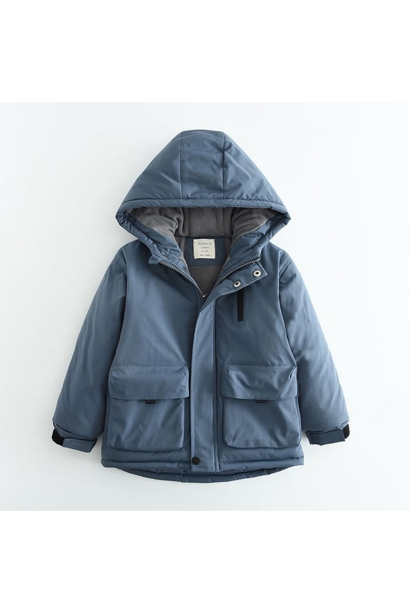 Fleece Lined Kids Winter Coats Waterproof Boys and Girls Zip Up Hooded Sherpa Padded Toddler Jackets Warm Windproof Teen Thermal Parka with Pockets Outerwear