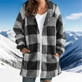 thumbnail image 1 of Xdegoge Fleece Plaid Jackets for Women Open Front Long Sleeve Sherpa Cardigan Coat Mid-Length Oversized Trendy Fluffy Hooded Jacket 2025 Winter Thick Warm Coat, 1 of 6