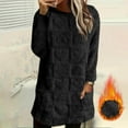 thumbnail image 1 of Xdegoge Fleece Sweatshirts for Women Mid Length Long Sleeve Fuzzy Pullover Tops Crewneck Heart Plaid Loose Pajama Soild Color Textured Casual Sweater 2025 Winter Sherpa Homewear with Pockets, 1 of 5